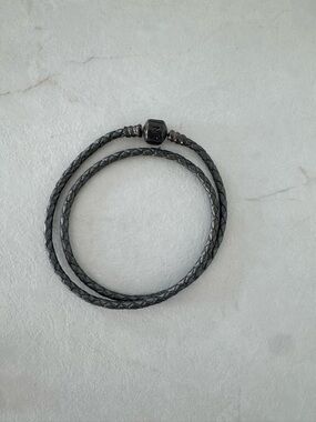 Pandora Black Braided Leather Double Wrap Bracelet
